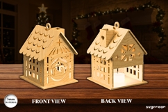 Christmas House Candle Holder SVG | Laser Cut | Glowforge Product Image 2