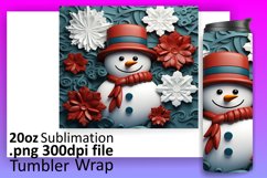 Vibrant 3D Snowman Design: Christmas Tumbler Wrap Product Image 1