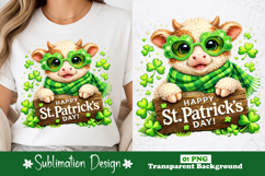 Cute Calf Happy St. Patrick’s Day Sublimation Design Product Image 1