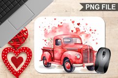 Red truck with hearts Valentine's Day Mouse Pad PNG Design Product Image 1