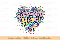 Bookworm at Heart PNG | Cute Book Lover Digital Download Product Image 2