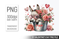 Valentine&#039;s Horse in Bucket, Animal Graphic For Crafts Product Image 1