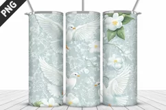 3D Christmas Doves Tumbler Wrap - 20 Oz Skinny Tumbler PNG Product Image 3