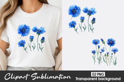 Blue Flower Cluster Clipart PNG Product Image 1