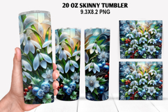 Florals Skinny Tumbler 20oz Wrap Design, Winter Tumbler PNG Product Image 1