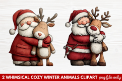 Whimsical Cozy Winter Animals Clipart | Cute Winter Wildlife Product Image 1