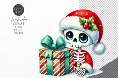 Christmas clipart, Skeleton Santa clipart, Winter clipart Product Image 1