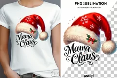 Mama Claus PNG, Festive Santa Hat Design, Retro Christmas Product Image 1