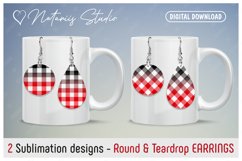 32 BUFFALO PLAID Round &amp; Teardrop EARRINGS Designs. Product Image 5