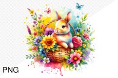 Spring Flowers And Bunny Sublimation - Clipart PNG Design Product Image 1
