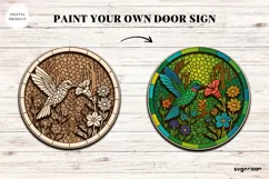 Spring Flower Stained Glass Door Sign | Door Hanger | SVG Product Image 2