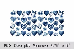 Hearts Blue glass can wrap, Christmas Watercolor 16oz Libbey Product Image 2