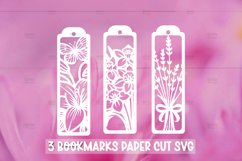 3 Floral Bookmarks Paper cut SVG Laser cut,Cricut,Silhouette Product Image 1