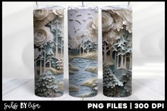 3D Magical White Forest Tumbler Wrap | Sublimation Design Product Image 1
