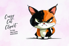 Crazy cat watercolor clipart PNG Product Image 1