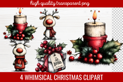 4 Whimsical Christmas Clipart | Cute Holiday PNG Set Product Image 1