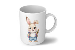 Cute Rabbit with Backpack Holding a Crayon Watercolor PNG Product Image 5