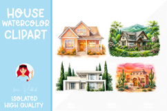 4 Cozy Watercolor House Clipart Product Image 1
