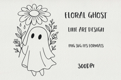 Cute Line Art Halloween Floral Ghosts BUNDLE| EPS, SVG, PNG Product Image 18