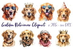 Golden Retriever Clipart 8 JPG Watercolor Dog Illustrations Product Image 1