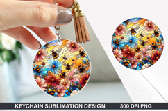 Flower Keychain Sublimation - Summer Keychain PNG Design Product Image 1