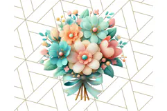 Pastel Flower Bouquet PNG Clipart, Elegant Floral Art Product Image 3