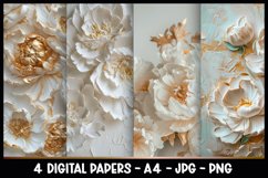 4 Beautiful 3D Flowers Digital Papers I Junk Journal Pages Product Image 1