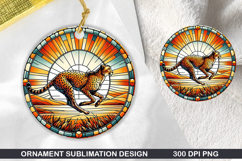 Cute Animals Round Stained Glass PNG Bundle, 30 Designs Product Image 9