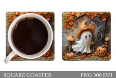 Cute Ghost Coaster Design. Halloween Sublimation Product Image 1