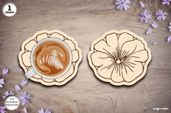 Petunia Flower Coaster Laser Cut | Drink Coaster | SVG Product Image 1