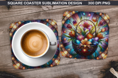 Flower Coaster Sublimation, Easter Coaster PNG Design Product Image 1