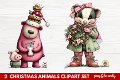 Christmas Animals Clipart Set | Cute Festive Wildlife PNG Product Image 1
