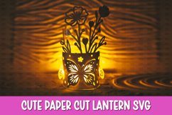 Wild Flowers Lantern SVG I Floral paper cut SVG Product Image 1