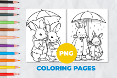 Hares under an umbrella Coloring Pages | Coloring book Product Image 1
