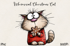 Cute Christmas Cat PNG | Whimsical Holiday Kitty Clipart Product Image 1