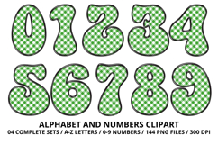 Gingham Plaid Alphabet Letters &amp; Numbers Clipart PNG 300DPI Product Image 5