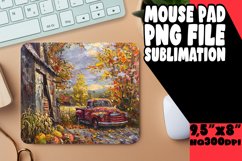 Classic Red Pickup Autumn Mouse Pad PNG Print Product Image 1
