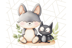 Cute Animal Friends Clipart PNG, Whimsical Spring Animal Duo Product Image 3