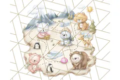 Cute Arctic Animal Clipart PNG, Cute Winter Animals Png Product Image 3