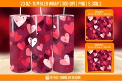 Valentines Heart Tumbler Wrap Designs, Sublimation Wrap Product Image 1