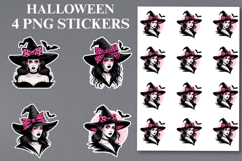 4 Halloween Witch Stickers Png | Printable Product Image 1