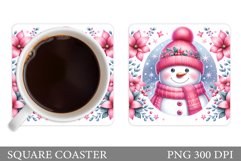 Cute Snowman Coaster Design. Christmas Coaster Sublimation Product Image 1