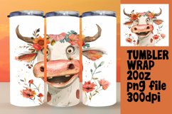 Playful Farm Cow Watercolor Tumbler Wrap - 20oz Product Image 1
