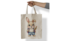 Cute Rabbit with Backpack Holding a Crayon Watercolor PNG Product Image 6
