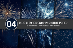 Blue Glow Fireworks Digital Paper Product Image 1