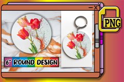Aqua Serenity: Round Sublimation Art Keychain PNG Product Image 1