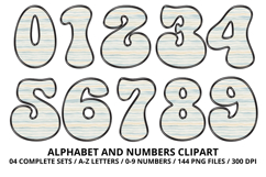 Summer Alphabet &amp; Numbers PNG Clipart Doodle Letters 300 DPI Product Image 5