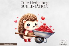 Cute Valentine&#039;s day Hedgehog PNG. Product Image 1
