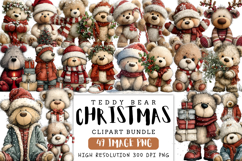 Christmas Teddy Bear Clipart Bundle | Cute Holiday Bear PNG Product Image 1