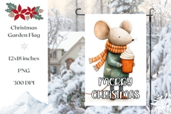 Merry Christmas Garden Flag, Cartoon Mouse Garden Flag Print Product Image 1